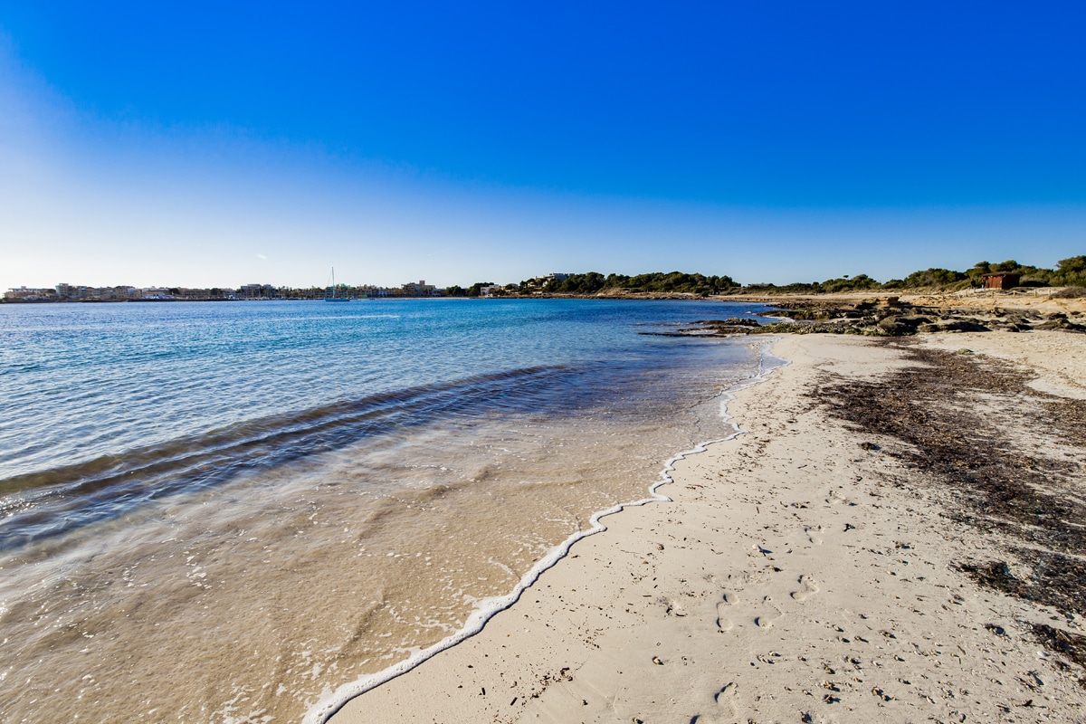 Strand „Platja d´es Dolc“ in der Gemeinde ses Salines im Süden von Mallorca
